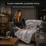 Faux sheepskin rug in nursery setting — soft fluffy area rug for kids' room