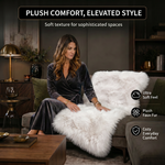 Faux sheepskin rug in nursery setting — soft fluffy area rug for kids' room