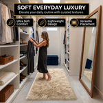 Faux sheepskin rug in nursery setting — soft fluffy area rug for kids' room