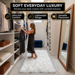 Faux sheepskin rug in nursery setting — soft fluffy area rug for kids' room