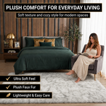 Faux sheepskin rug in nursery setting — soft fluffy area rug for kids' room