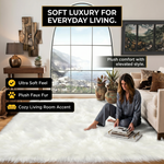 Faux sheepskin rug in nursery setting — soft fluffy area rug for kids' room