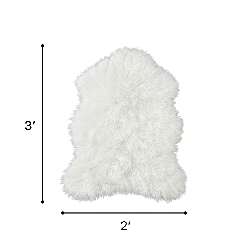 Faux sheepskin fluffy area rug detail shot showing non-slip suede backing