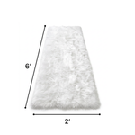 Faux sheepskin fluffy area rug detail shot showing non-slip suede backing