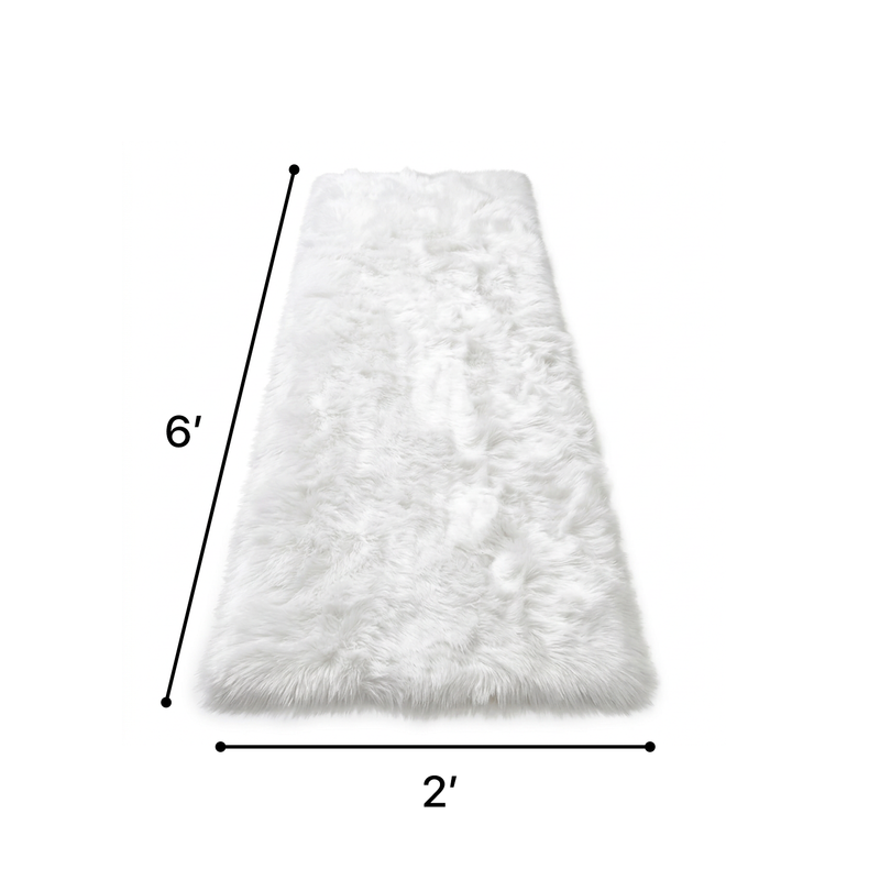 Faux sheepskin fluffy area rug detail shot showing non-slip suede backing