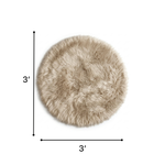 Faux sheepskin fluffy area rug detail shot showing non-slip suede backing