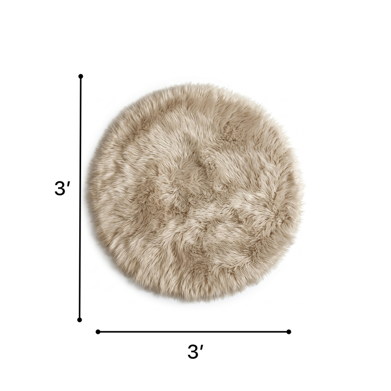 Faux sheepskin fluffy area rug detail shot showing non-slip suede backing