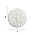 Faux sheepskin fluffy area rug detail shot showing non-slip suede backing