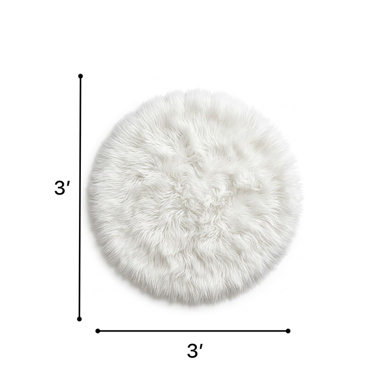 Faux sheepskin fluffy area rug detail shot showing non-slip suede backing