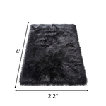 Faux sheepskin fluffy area rug detail shot showing non-slip suede backing