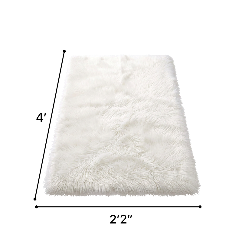 Faux sheepskin fluffy area rug detail shot showing non-slip suede backing