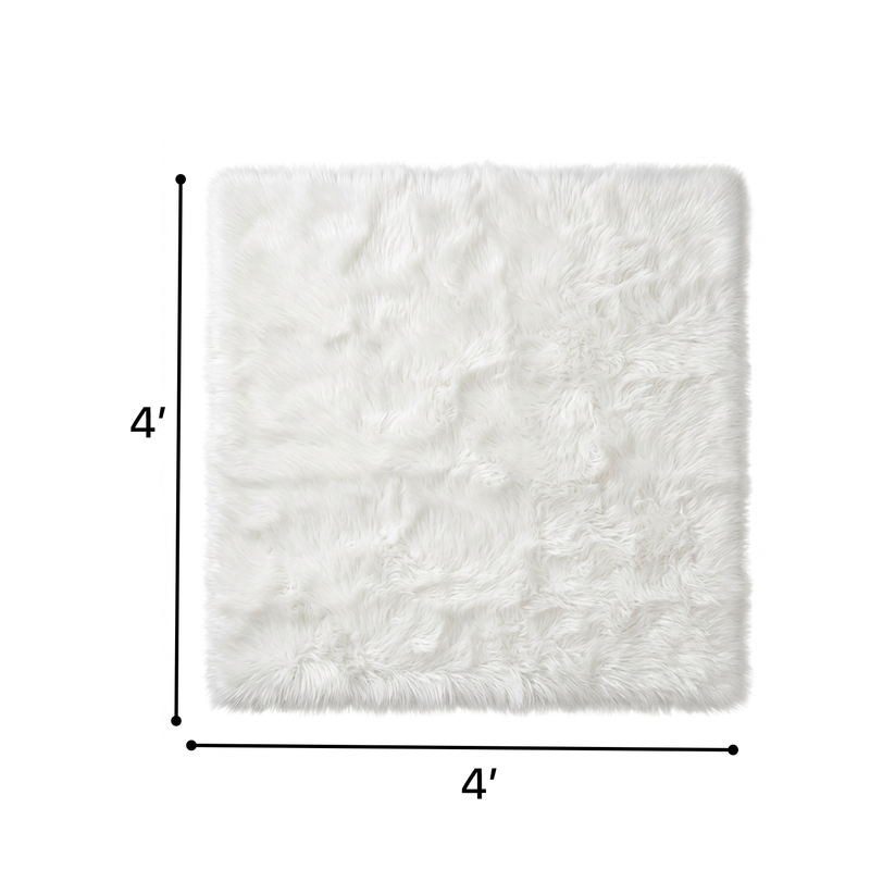 Faux sheepskin fluffy area rug detail shot showing non-slip suede backing