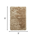Faux sheepskin fluffy area rug detail shot showing non-slip suede backing