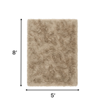 Faux sheepskin fluffy area rug detail shot showing non-slip suede backing