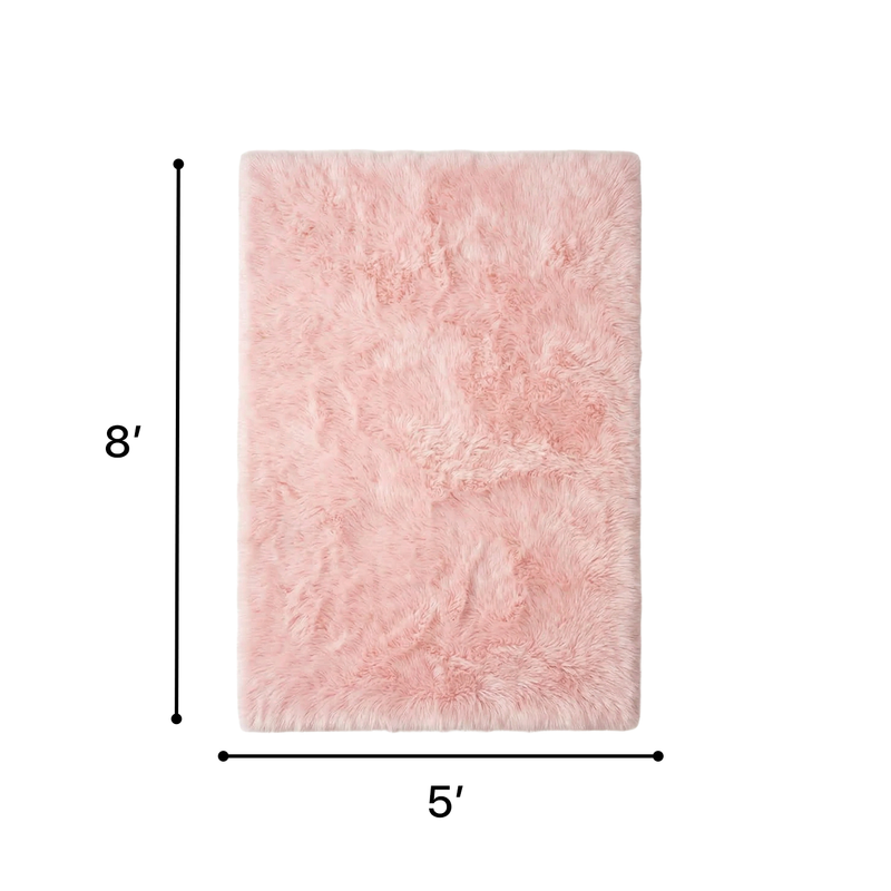 Faux sheepskin fluffy area rug detail shot showing non-slip suede backing