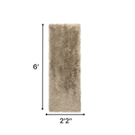 Faux sheepskin fluffy area rug detail shot showing non-slip suede backing
