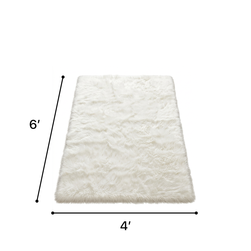 Faux sheepskin fluffy area rug detail shot showing non-slip suede backing