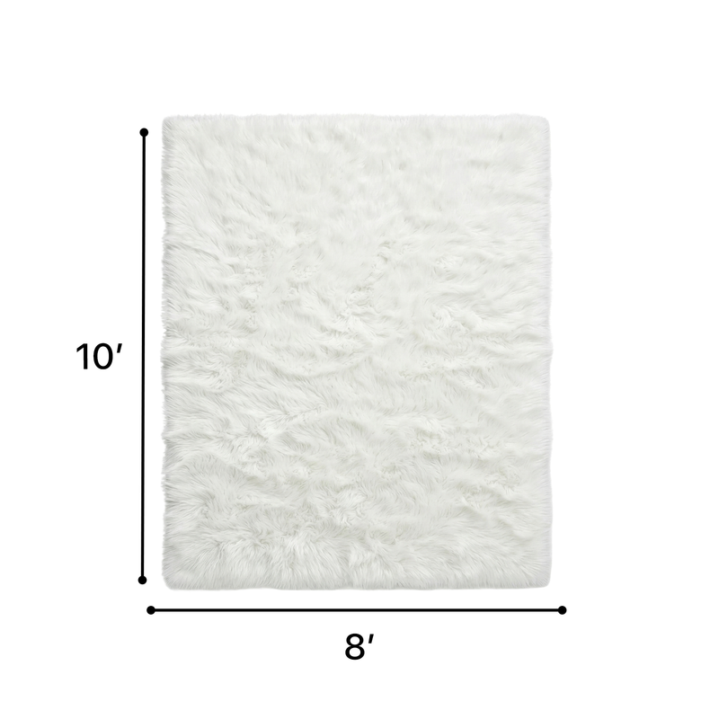 Faux sheepskin fluffy area rug detail shot showing non-slip suede backing