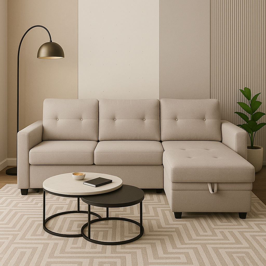 Multi-Functional Convertible Sofa Bed with Storage & Modern Amenities - Space-Saving Chenille Sectional