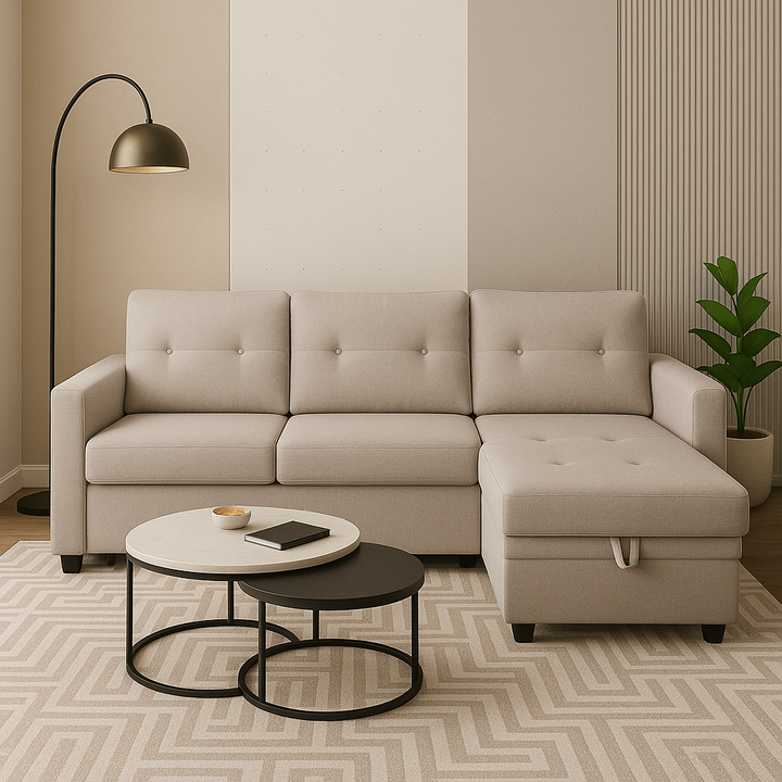Multi-Functional Convertible Sofa Bed with Storage & Modern Amenities - Space-Saving Chenille Sectional