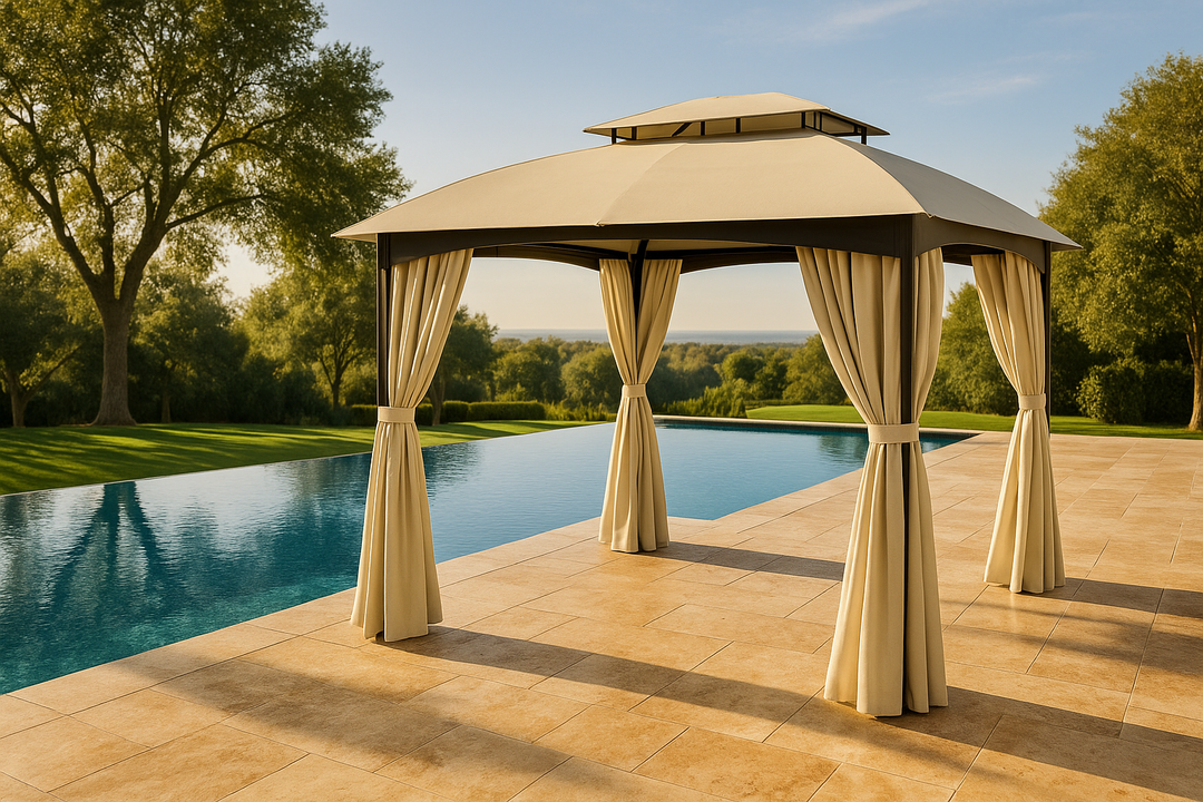 Exclusive 10' x 13' Patio Gazebo Canopy - Premium Double Vented Roof Steel Frame Outdoor Shelter