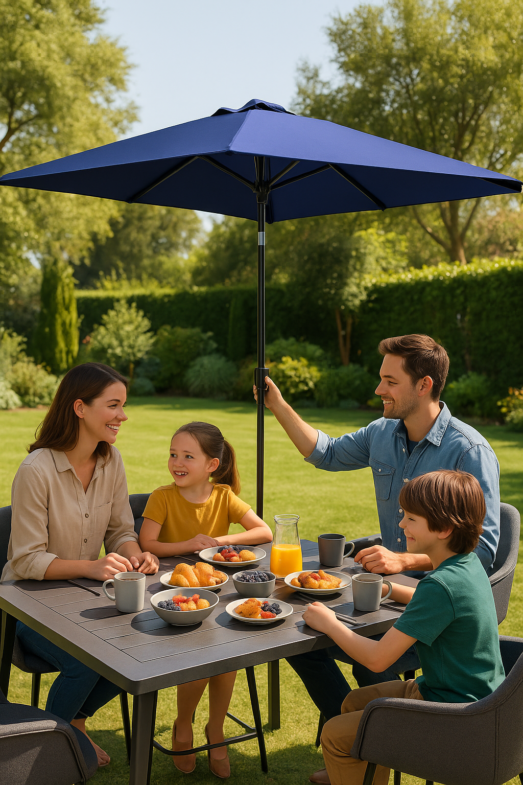 Navy Shade Pro - 9x5ft Rectangular Tilt Market Umbrella with Crank System