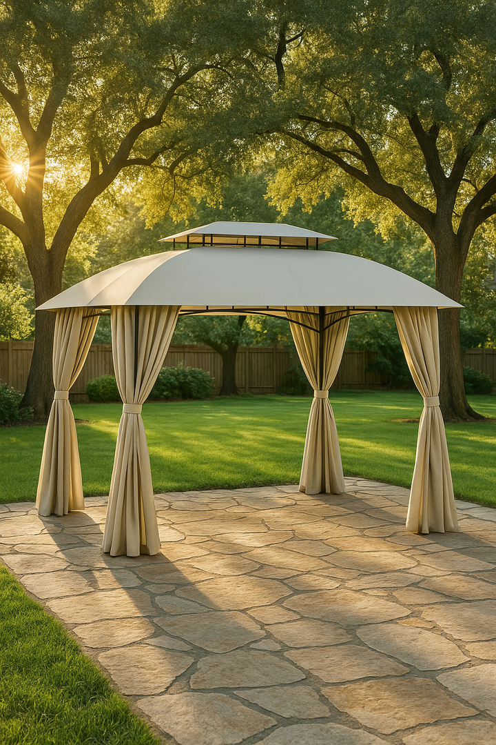 Exclusive 10' x 13' Patio Gazebo Canopy - Premium Double Vented Roof Steel Frame Outdoor Shelter