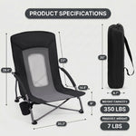 Folding beach chair dimensions and 350 lb weight capacity