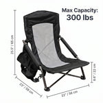 Folding beach chair dimensions and 350 lb weight capacity