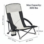 Folding beach chair dimensions and 350 lb weight capacity