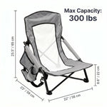 Folding beach chair dimensions and 350 lb weight capacity