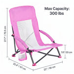 Folding beach chair dimensions and 350 lb weight capacity