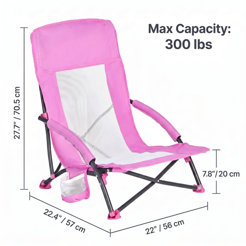 Folding beach chair dimensions and 350 lb weight capacity