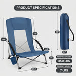 Folding beach chair dimensions and 350 lb weight capacity