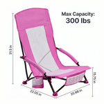 Folding beach chair dimensions and 350 lb weight capacity