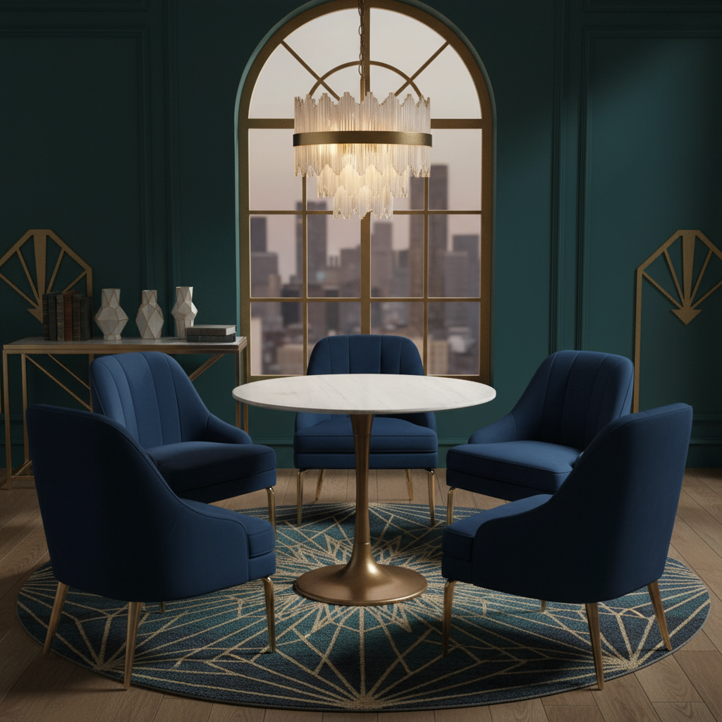 Ithaca Dining Table White & Gold