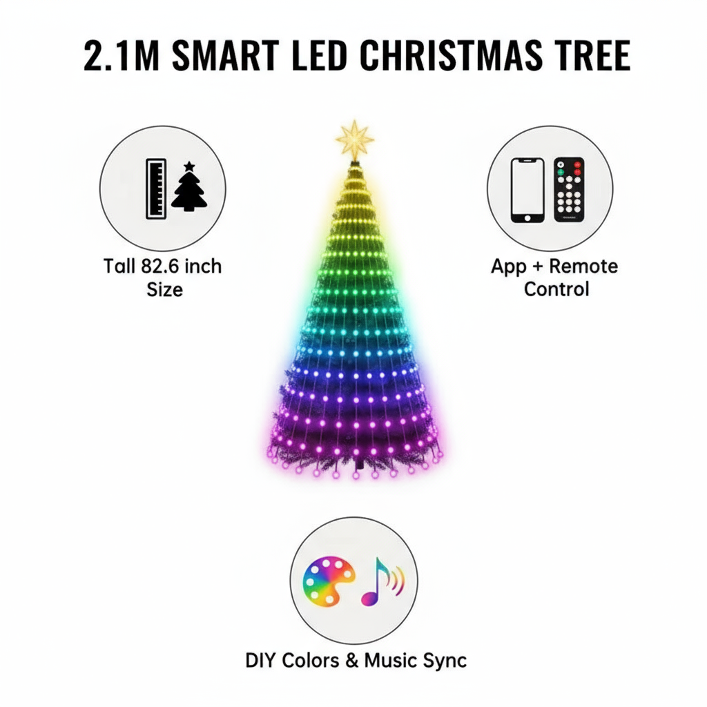 MIMIRGB 6.89FT Smart Christmas Tree Light 400 LED Indoor String Light with Remote Control DIY Text Christmas Tree Decoration