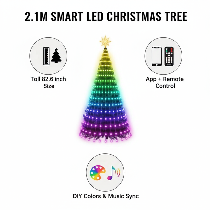 MIMIRGB 6.89FT Smart Christmas Tree Light 400 LED Indoor String Light with Remote Control DIY Text Christmas Tree Decoration