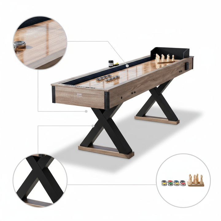 11.5 ft Shuffleboard Table – 2-in-1 Shuffleboard & Bowling Combo Game Set | Arcade Game Table | Trufairs
