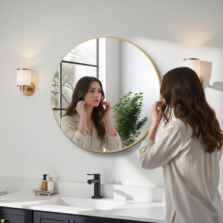 Modern 36-Inch Round Metal Frame Mirror – Sleek and Versatile Wall Decor | Wall Mirror | Trufairs