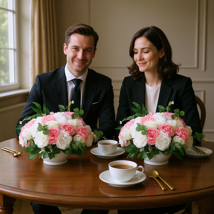 Vintage Pink & White Silk Flower Balls – Elegant Wedding Centerpieces | Decorative Floral Accents | Trufairs