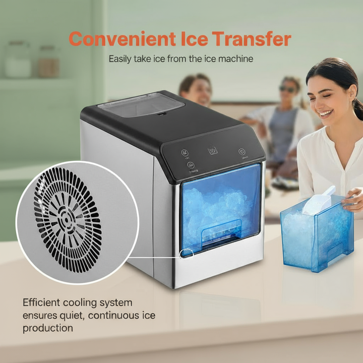 Countertop Nugget Ice Maker 33Lbs/24H Self-Cleaning with Scoop Home Office Bar