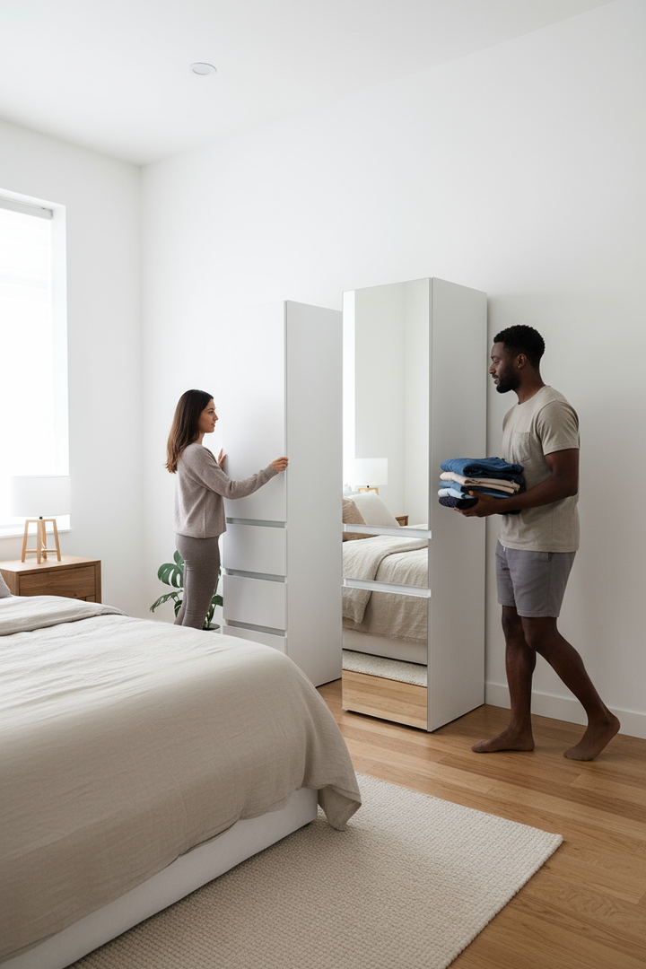 Elise Modular Wood Closet System with Mirror in White