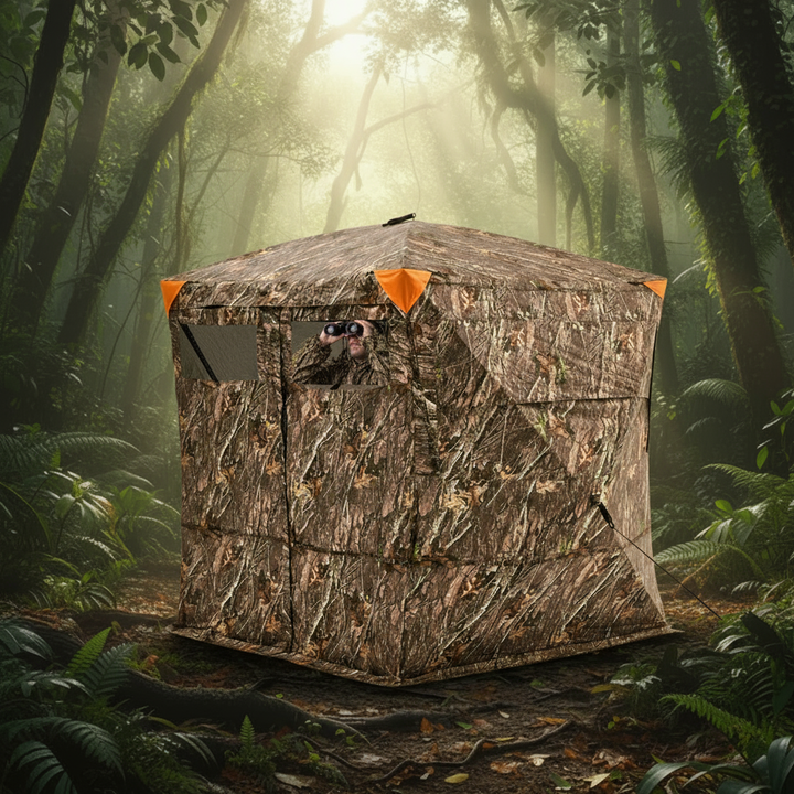 Portable 4-5 Person See-Through Ground Hunting Blind – Spacious 270° Mesh Pop-Up Deer & Turkey Blind with Carrying Bag | Trufairs