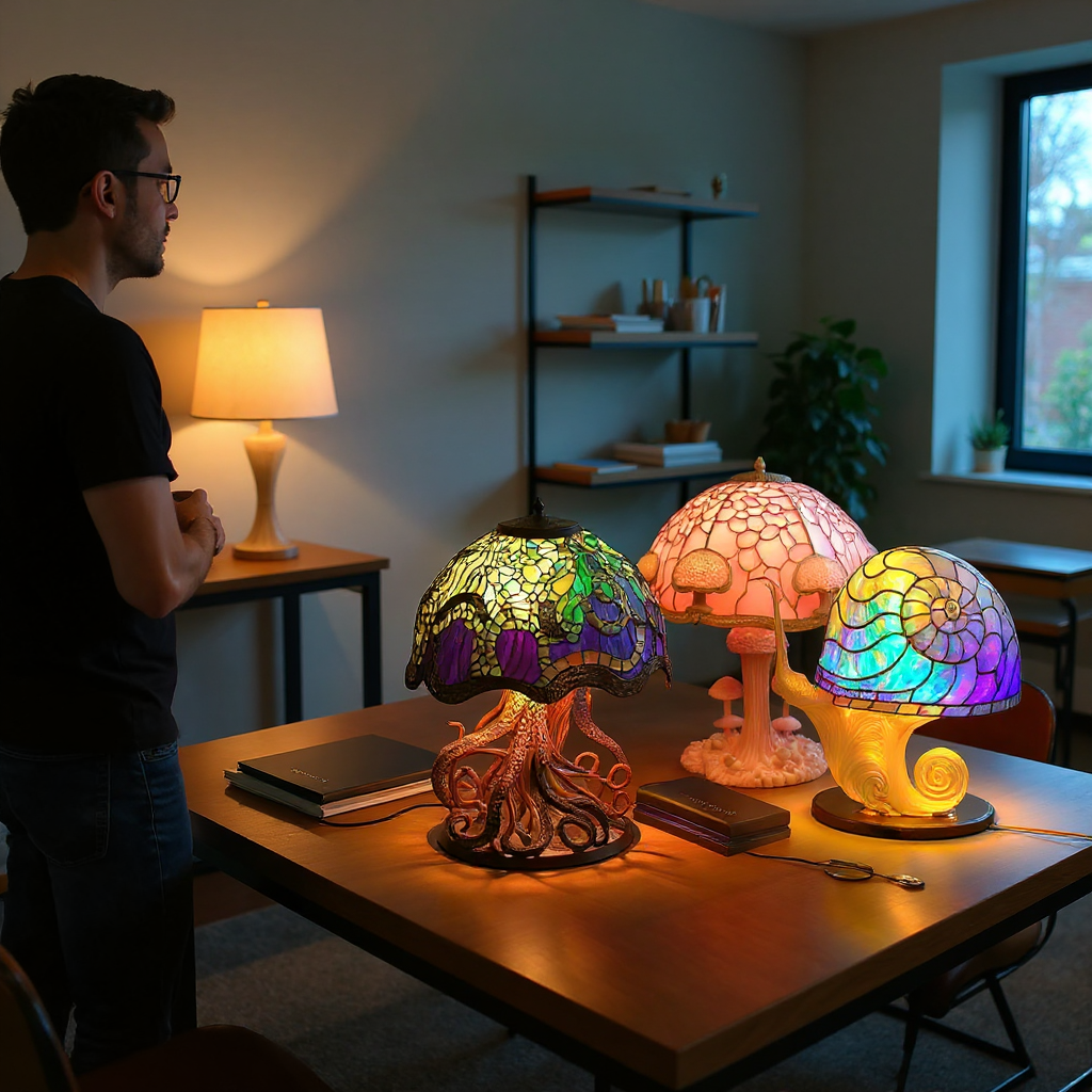 Colored Resin Plant Series Desk Lamp – Playful Botanical Décor Light | Trufairs