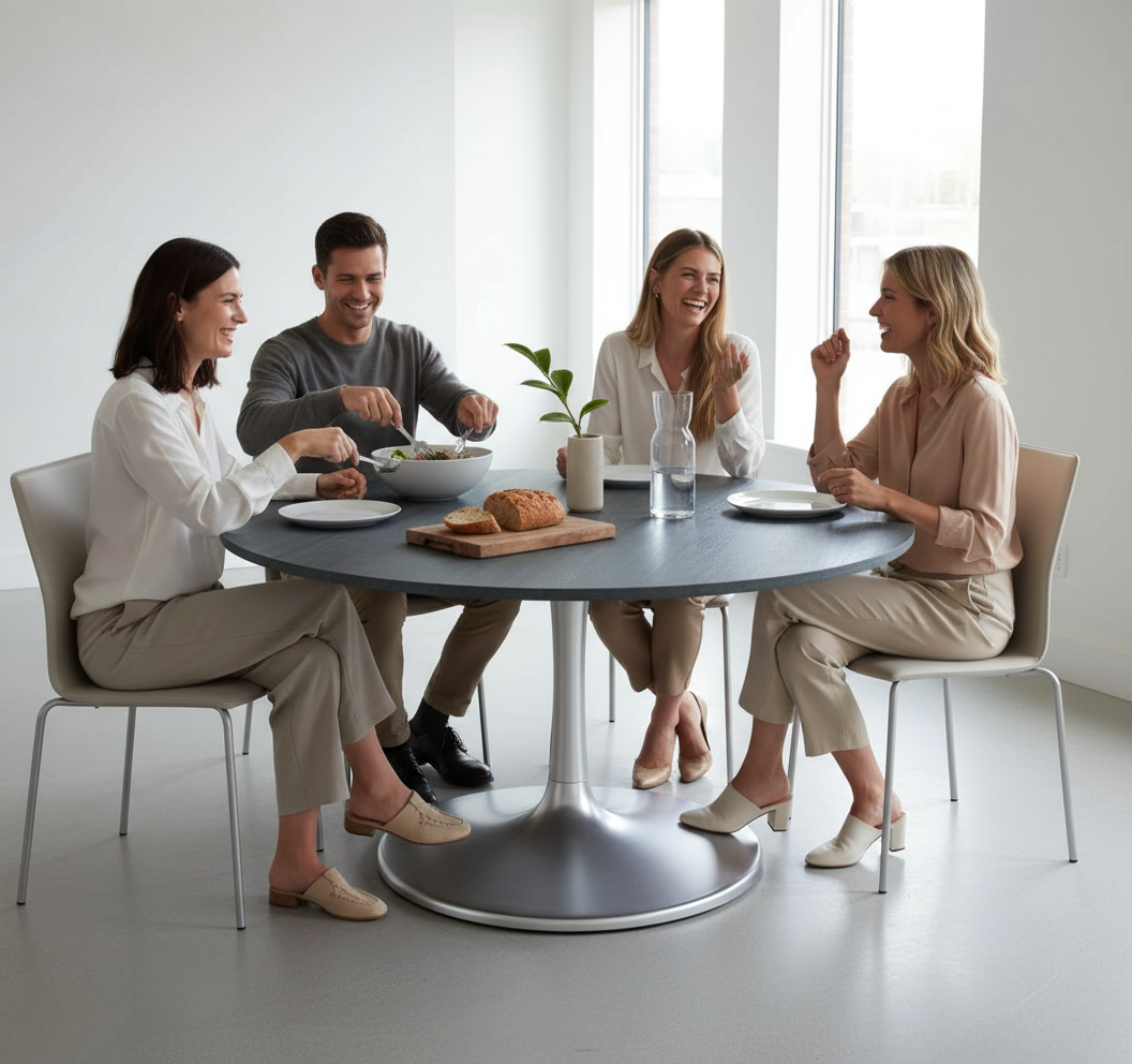 Metropolis Dining Table (60") Gray & Silver
