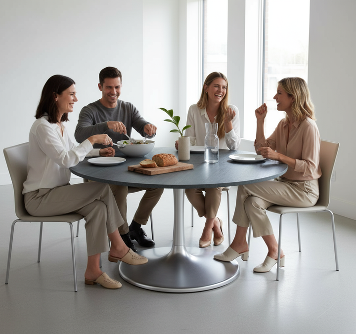 Metropolis Dining Table (60") Gray & Silver