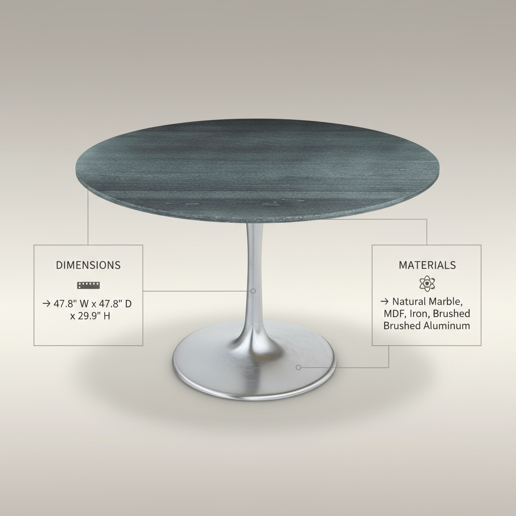 Metropolis Dining Table Gray & Silver