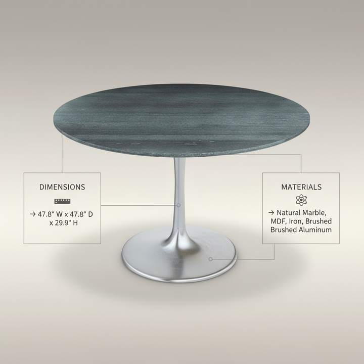 Metropolis Dining Table Gray & Silver