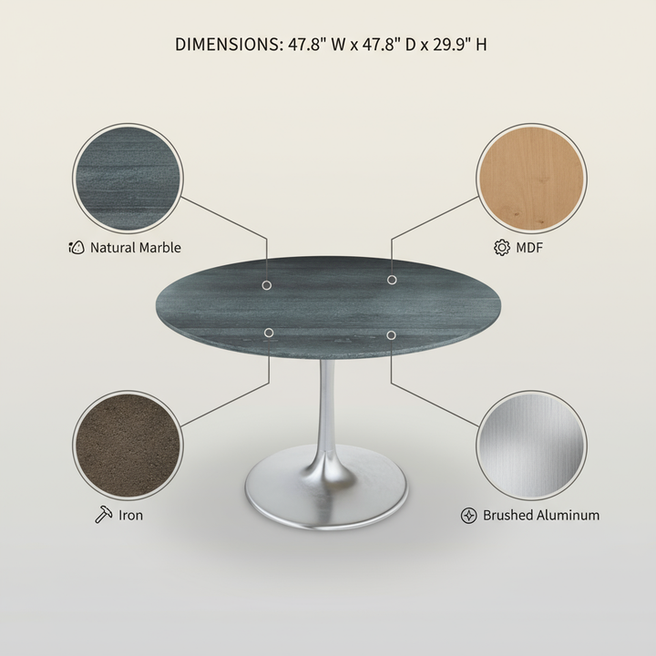 Metropolis Dining Table Gray & Silver